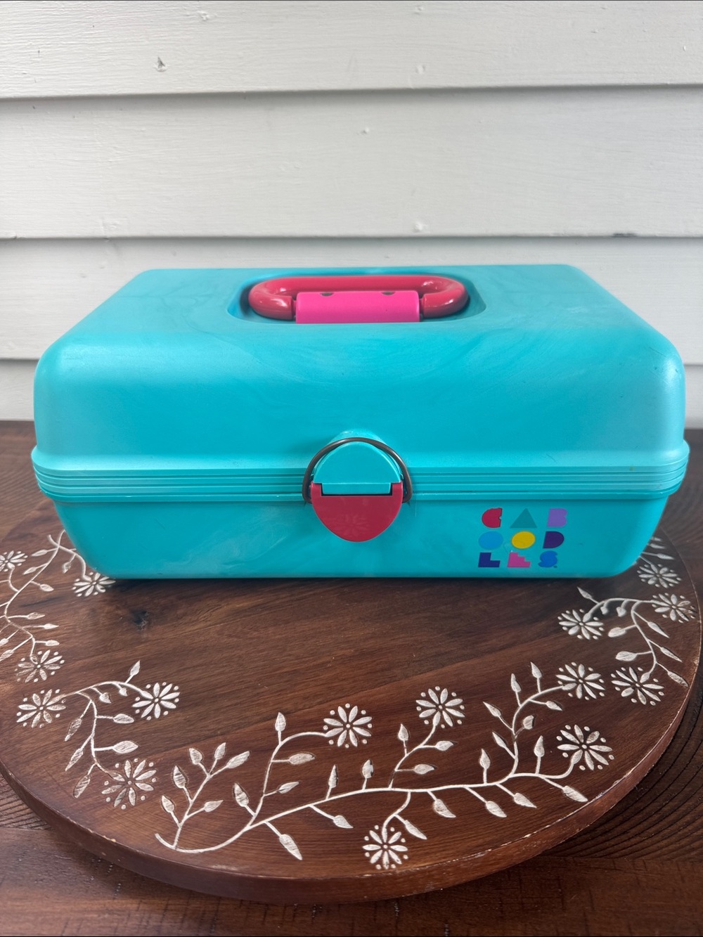 Vintage 90s Teal & Pink Caboodle